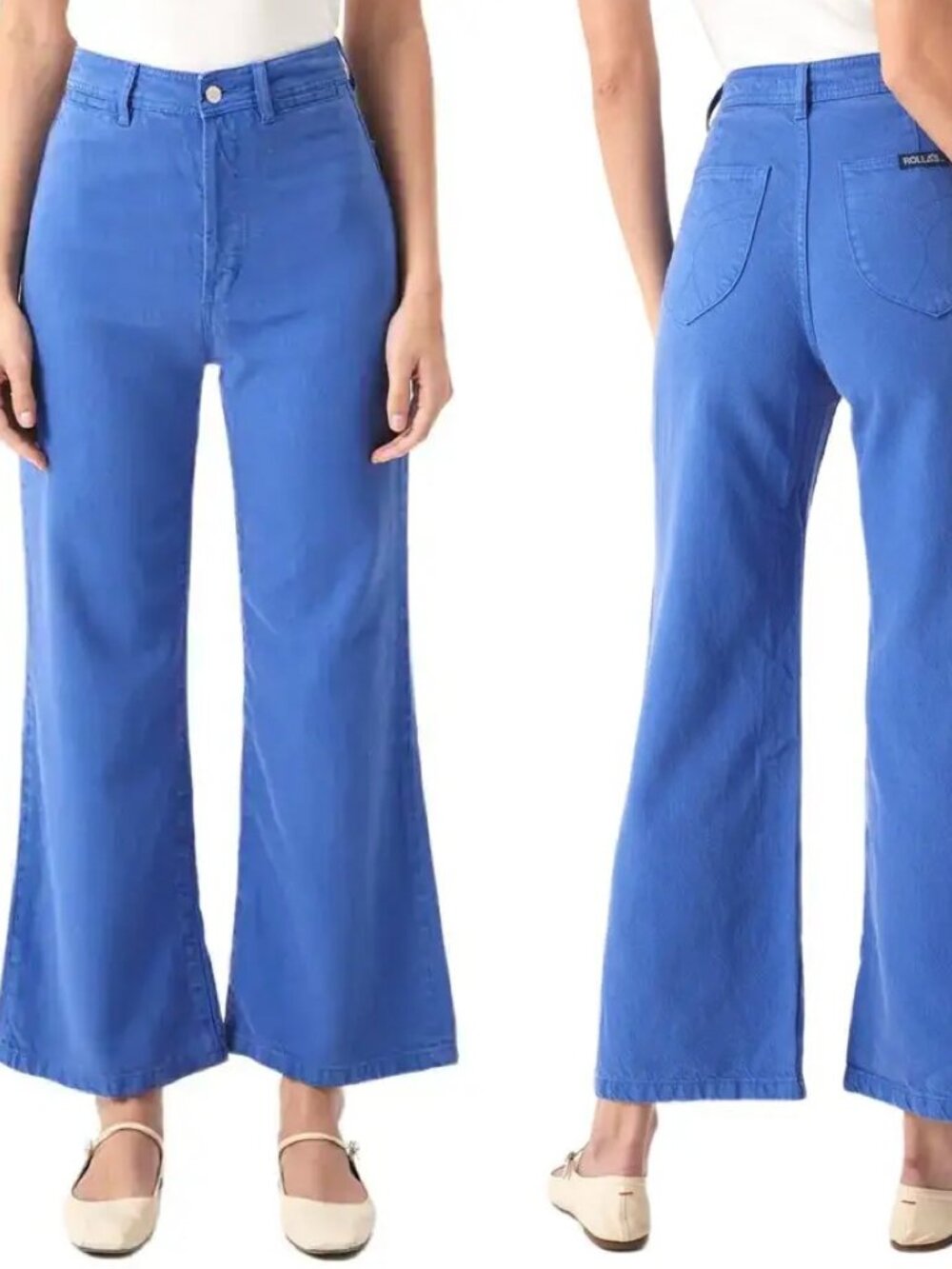ROLLA'S Cobalt Blue Lyocell High Rise Sailor Wide Leg Cropped Jeans
